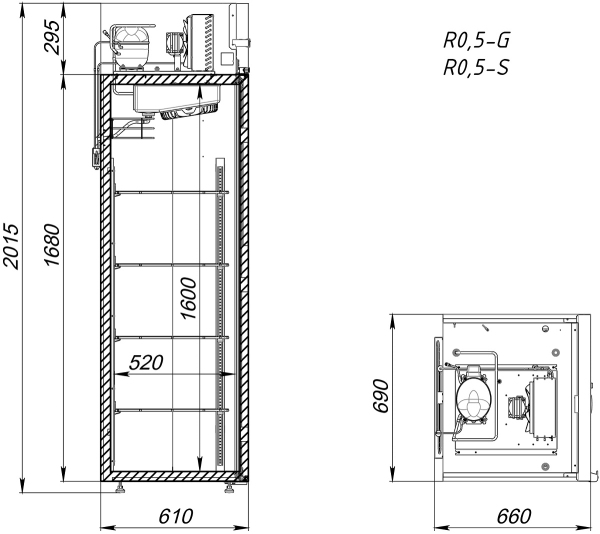 Шкаф холодильный Аркто R0.5-G (P) короткая ручка